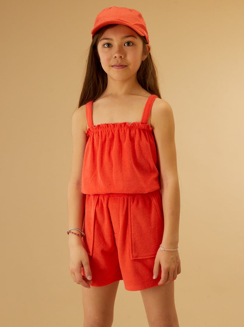 Camiseta de rizo de tirantes finos rojo coral - Kiabi