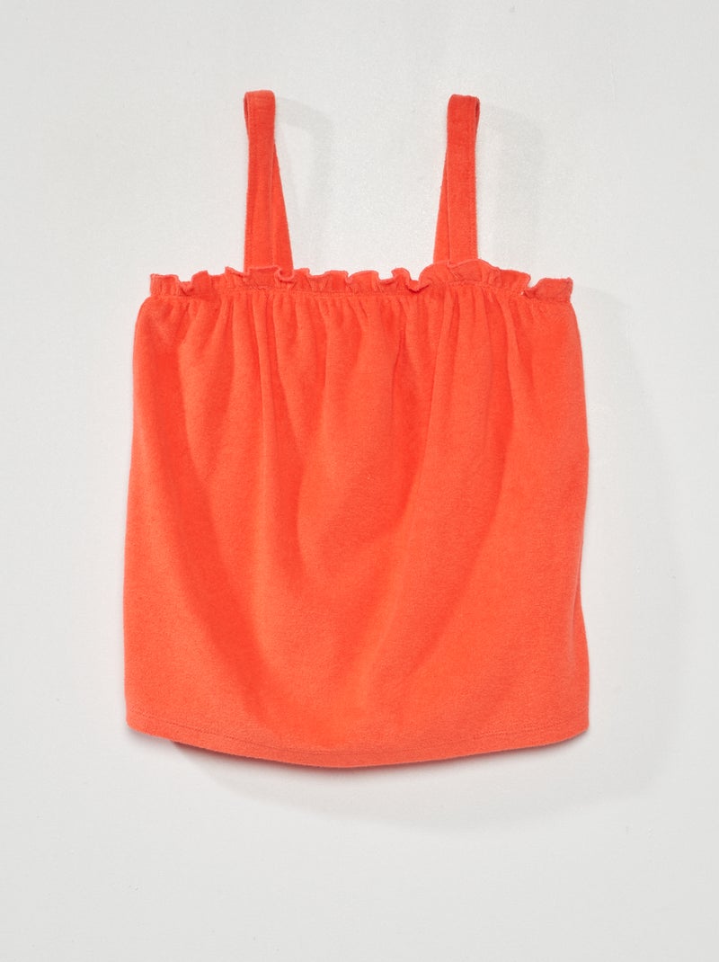Camiseta de rizo de tirantes finos rojo coral - Kiabi