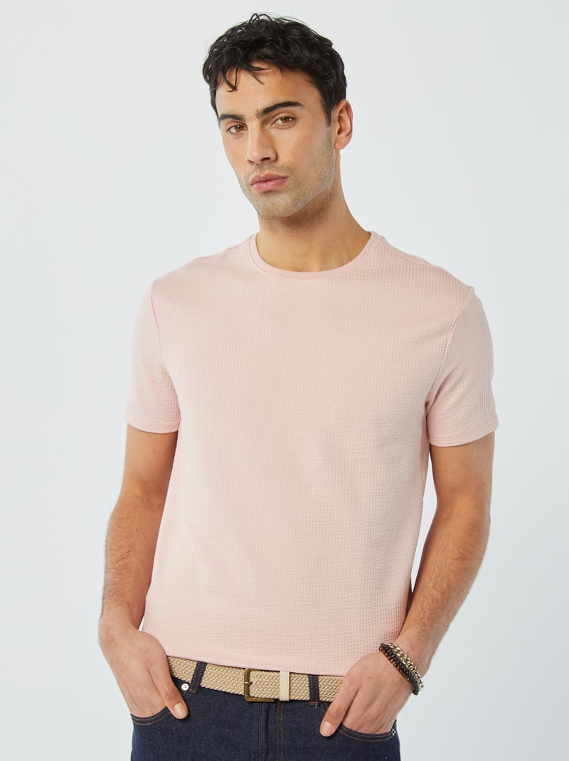Camiseta de seersucker ROSA - Kiabi