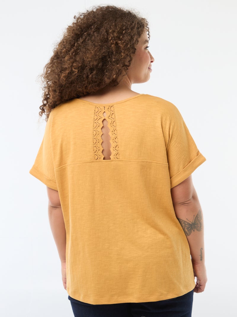 Camiseta de tejido crepé Beige - Kiabi