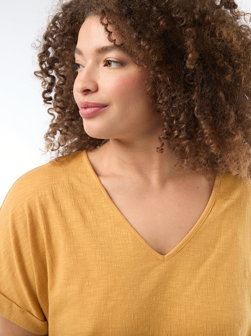 Camiseta de tejido crepé Beige - Kiabi
