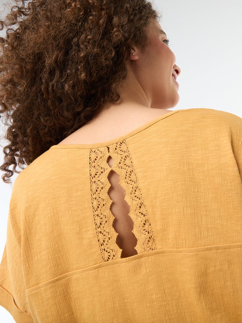Camiseta de tejido crepé Beige - Kiabi