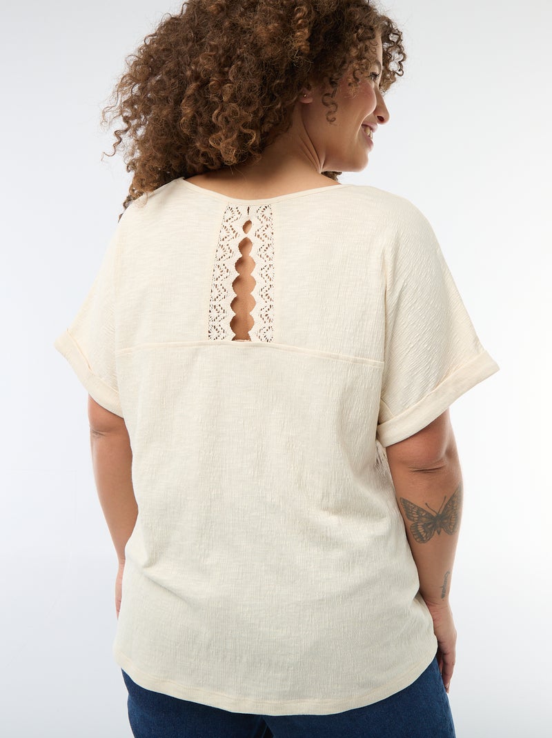 Camiseta de tejido crepé Beige - Kiabi