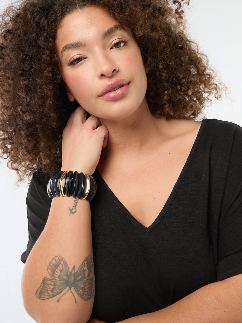 Camiseta de tejido crepé Negro - Kiabi