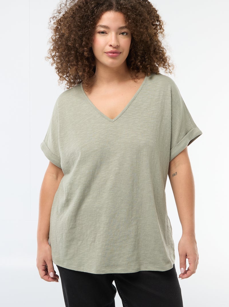 Camiseta de tejido crepé Verde - Kiabi