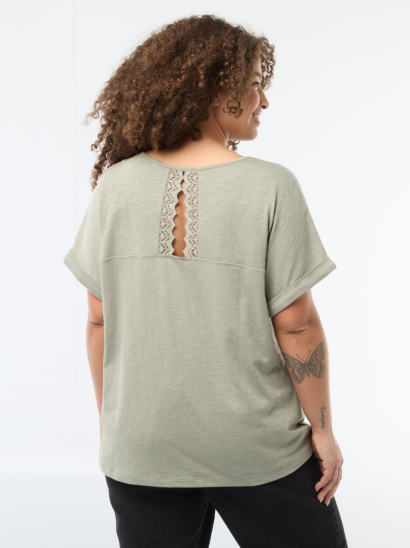 Camiseta de tejido crepé Verde - Kiabi