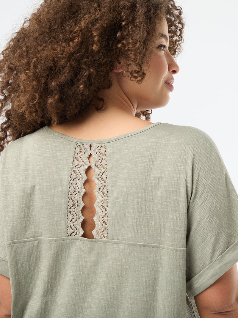 Camiseta de tejido crepé Verde - Kiabi