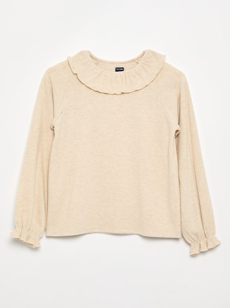 Camiseta de tejido doudou - colección fácil de poner Beige - Kiabi