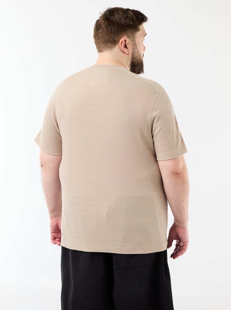 Camiseta de tejido fantasía acanalado Beige - Kiabi