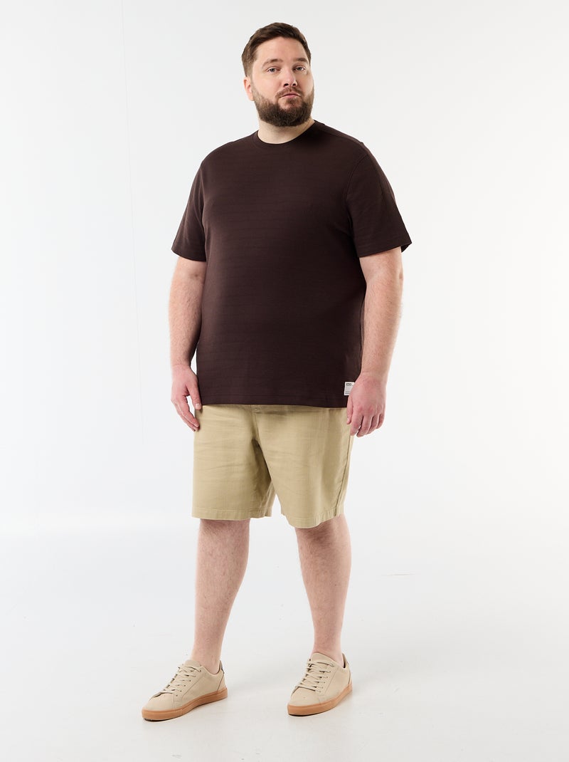 Camiseta de tejido fantasía acanalado Marron - Kiabi