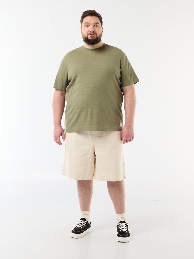 Camiseta de tejido fantasía acanalado Verde - Kiabi