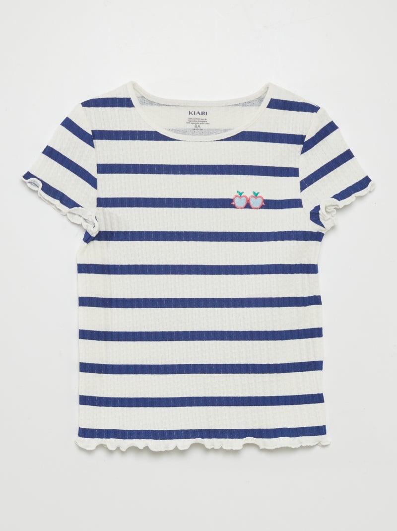 Camiseta de tejido gofrado AZUL - Kiabi