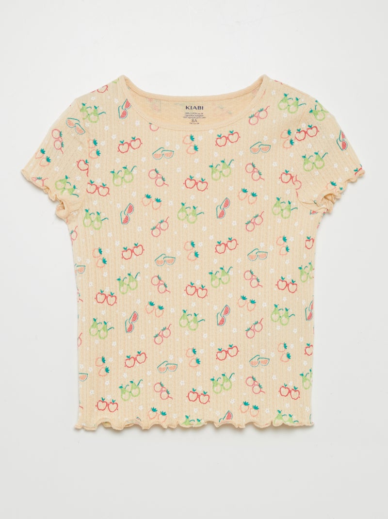 Camiseta de tejido gofrado BEIGE - Kiabi