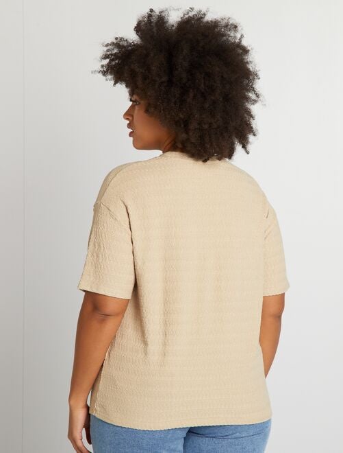 Camiseta de tejido gofrado de manga corta - Kiabi