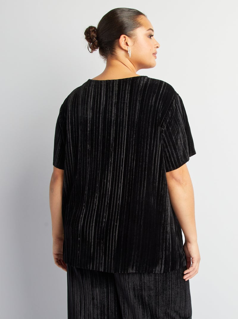 Camiseta de terciopelo con cuello de pico negro - Kiabi