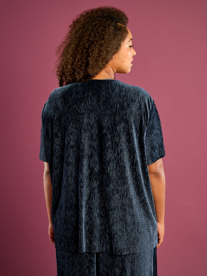 Camiseta de terciopelo de manga corta Azul - Kiabi