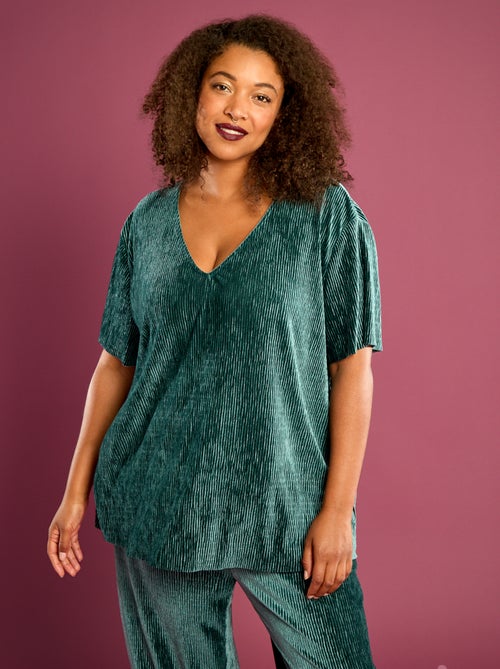 Camiseta de terciopelo de manga corta - Kiabi