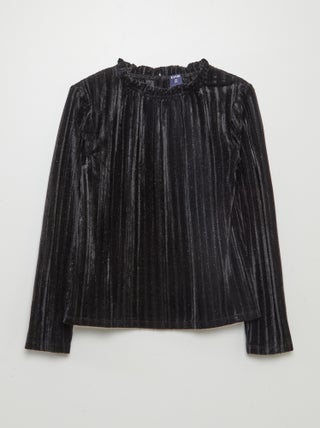 Camiseta de terciopelo plisada