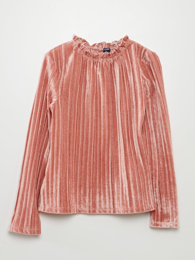 Camiseta de terciopelo plisada ROSA - Kiabi