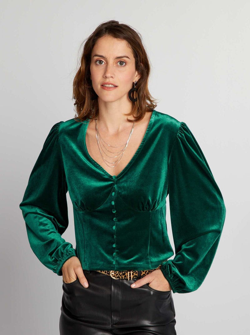 Camiseta de terciopelo VERDE - Kiabi