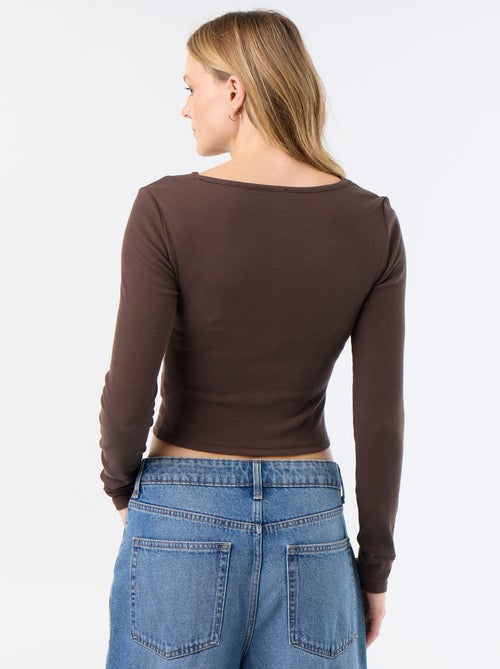 Camiseta de tirantes 2 en 1 con cuello de encaje - Kiabi