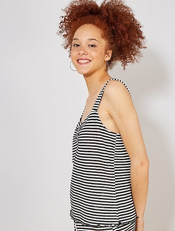 Camiseta de tirantes a rayas de punto efecto tricotado - Kiabi