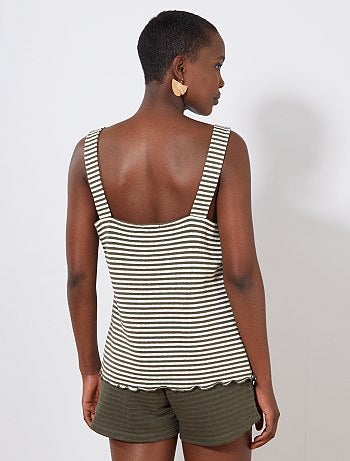 Camiseta de tirantes a rayas de punto efecto tricotado - Kiabi