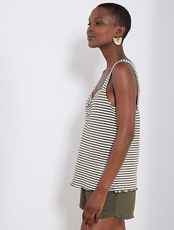 Camiseta de tirantes a rayas de punto efecto tricotado - Kiabi