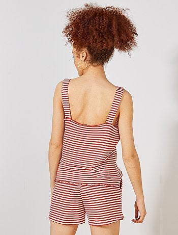 Camiseta de tirantes a rayas de punto efecto tricotado - Kiabi