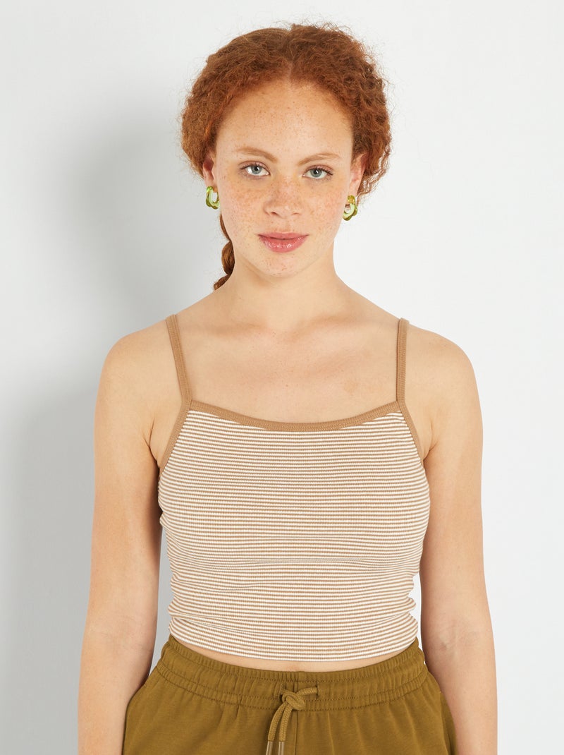 Camiseta de tirantes a rayas MARRON - Kiabi