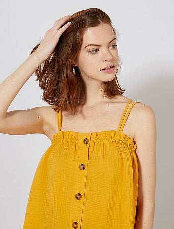 Camiseta de tirantes abotonada de gasa de algodón - Kiabi