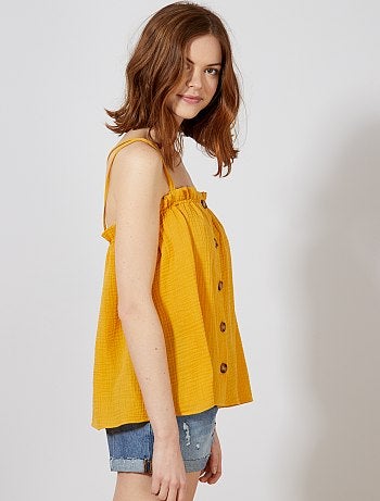 Camiseta de tirantes abotonada de gasa de algodón - Kiabi