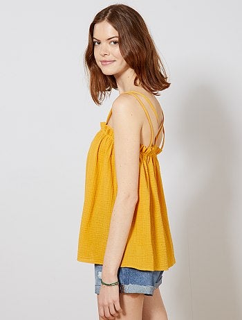 Camiseta de tirantes abotonada de gasa de algodón - Kiabi