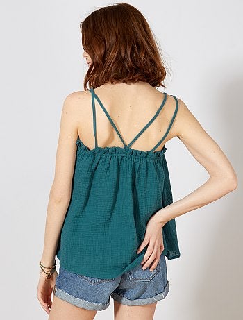 Camiseta de tirantes abotonada de gasa de algodón - Kiabi