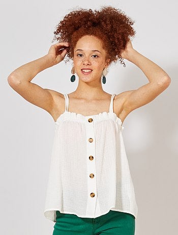 Camiseta de tirantes abotonada de gasa de algodón - Kiabi