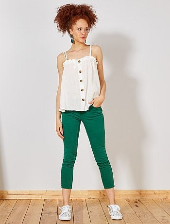 Camiseta de tirantes abotonada de gasa de algodón - Kiabi