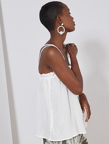 Camiseta de tirantes abotonada de gasa de algodón - Kiabi