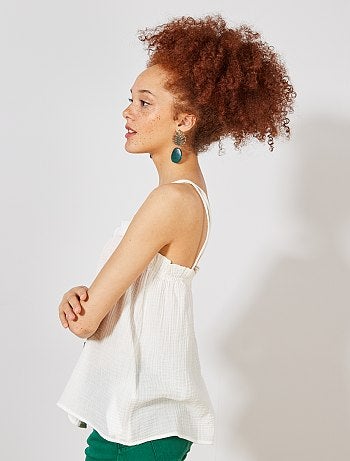 Camiseta de tirantes abotonada de gasa de algodón - Kiabi