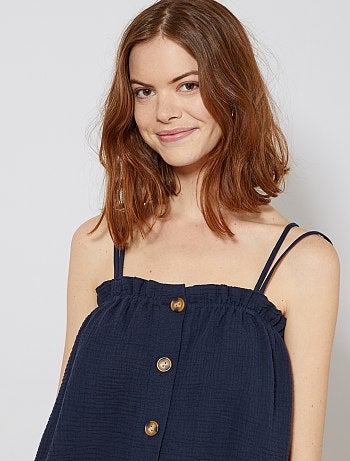 Camiseta de tirantes abotonada de gasa de algodón - Kiabi