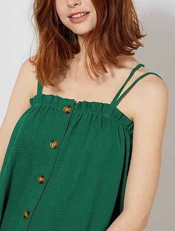 Camiseta de tirantes abotonada de gasa de algodón - Kiabi