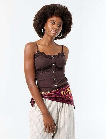 Camiseta de tirantes acanalada con tirantes