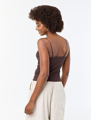 Camiseta de tirantes acanalada con tirantes