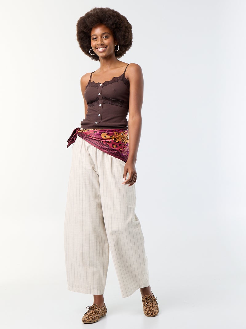 Camiseta de tirantes acanalada con tirantes Marron - Kiabi