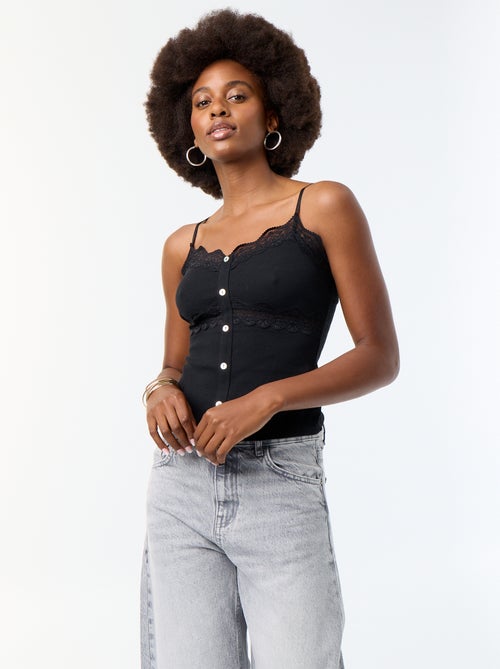 Camiseta de tirantes acanalada con tirantes - Kiabi Camiseta de tirantes acanalada con tirantes - Kiabi