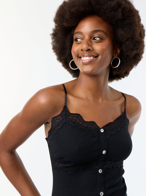 Camiseta de tirantes acanalada con tirantes - Kiabi Camiseta de tirantes acanalada con tirantes - Kiabi