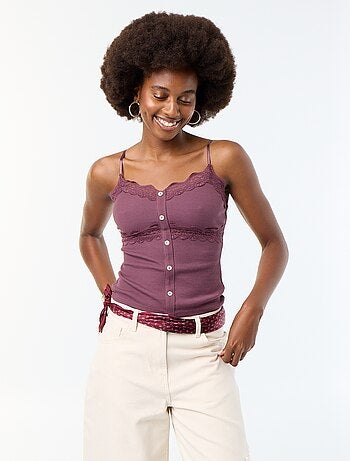 Camiseta de tirantes acanalada con tirantes