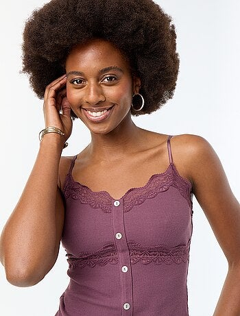 Camiseta de tirantes acanalada con tirantes
