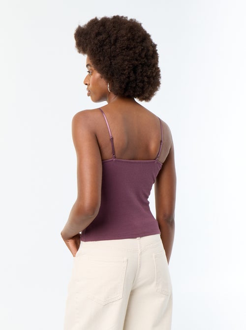Camiseta de tirantes acanalada con tirantes - Kiabi Camiseta de tirantes acanalada con tirantes - Kiabi