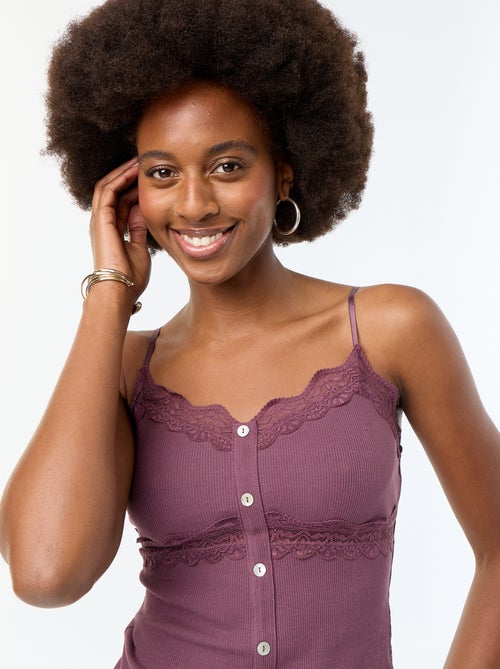 Camiseta de tirantes acanalada con tirantes - Kiabi Camiseta de tirantes acanalada con tirantes - Kiabi
