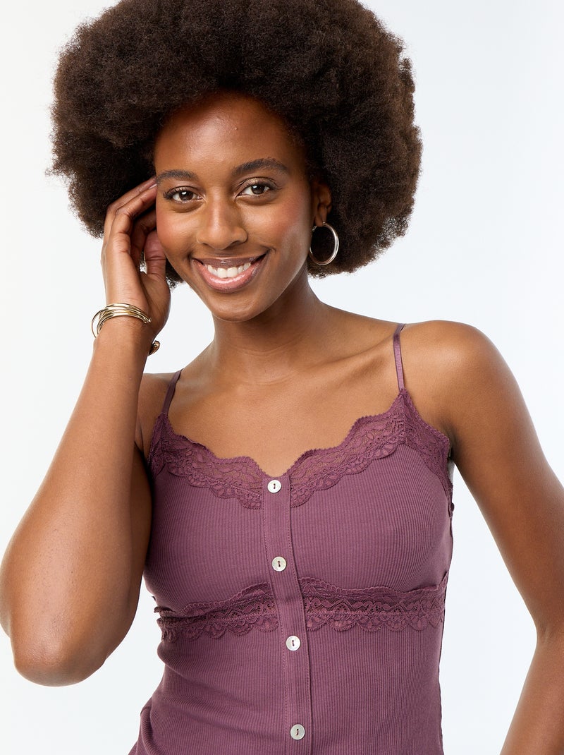 Camiseta de tirantes acanalada con tirantes Purpura - Kiabi